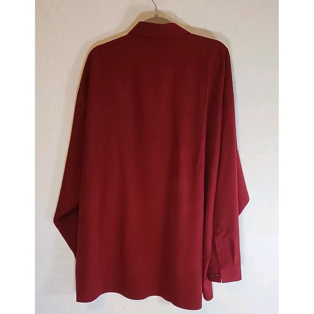 J. Ferrar Stretch Big & Tall Red Solid Dress Shirt 3XL 19-19.5 36/37 - Picture 3 of 7